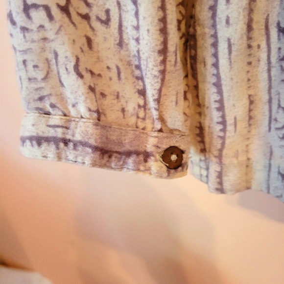 4/$20 Bombay Paisley Boho Button Down Breezy East-Indian-Inspired Top, Tassel, S - Picture 9 of 13